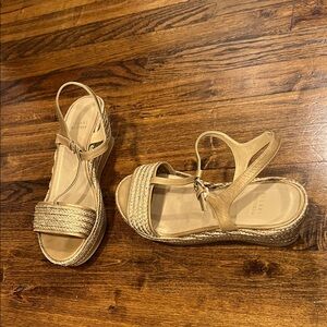 Stuart Weitzman Gold Espadrille Wedges